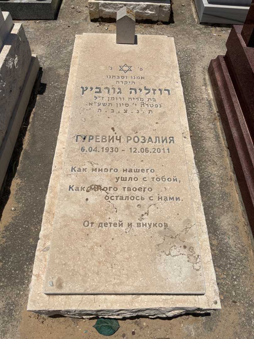 קברו של רוזליה גורביץ. תמונה 1