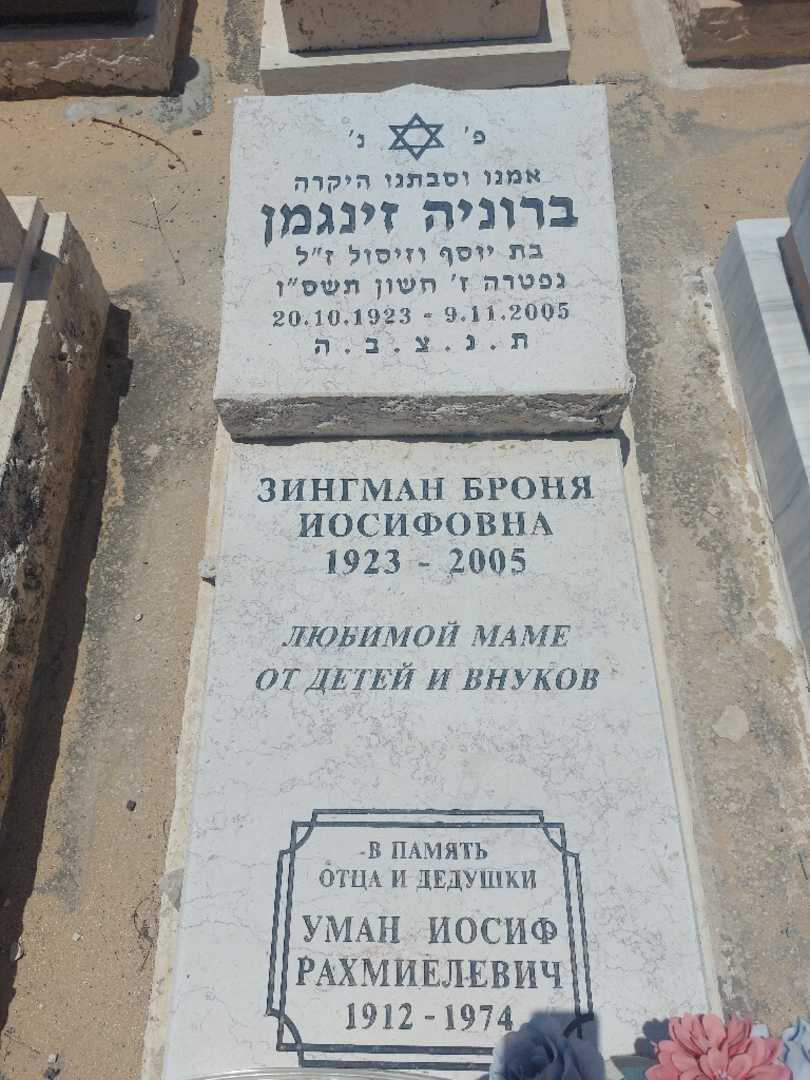 קברו של ברוניה זינגמן. תמונה 1