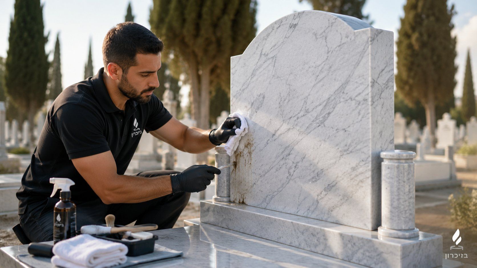 ניקוי אבן משיש טורקי: איש מקצוע של בזיכרון מסיר בעדינות לכלוך מלוח השיש