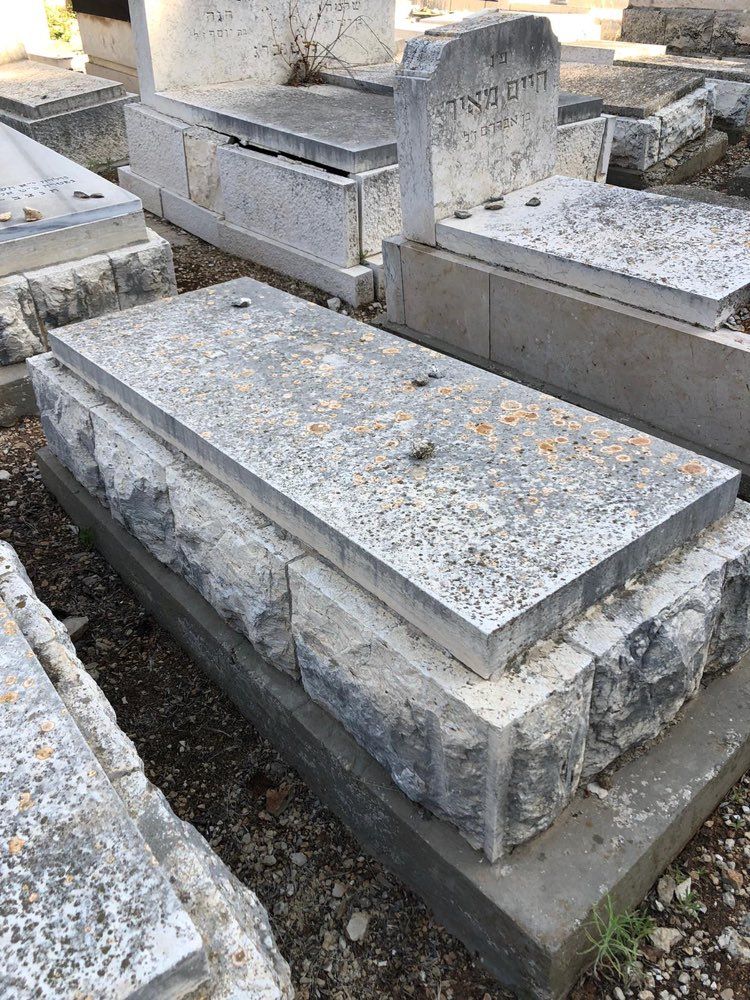Marble headstone before cleaning